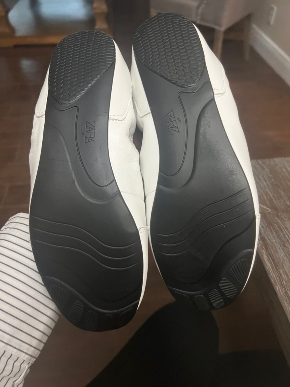 Zara White Leather Women's Flats - Picture 2 of 4